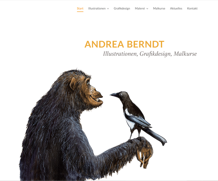 Bildschirmfoto: Startseite andrea-berndt.de | designed by Digitales für Kreative