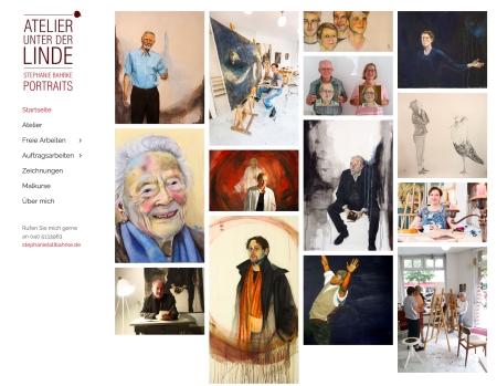 Bildschirmfoto: Startseite atelier-unter-der-linde.de | designed by Digitales für Kreative, Link führt zur Kunden-Website