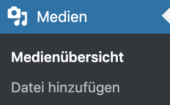 WordPress Menü: Medien>Medienübersicht – Mediathek WordPress Menü: Medien>Medienübersicht - Mediathek
